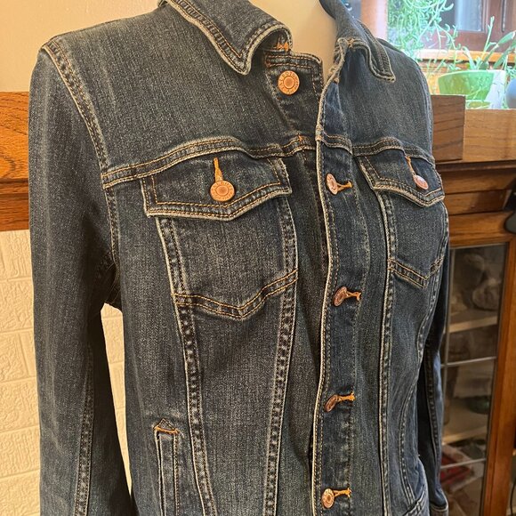 Talbots Jean Jacket Medium-dark Denim Blue Wash Size M EUC - Picture 2 of 9